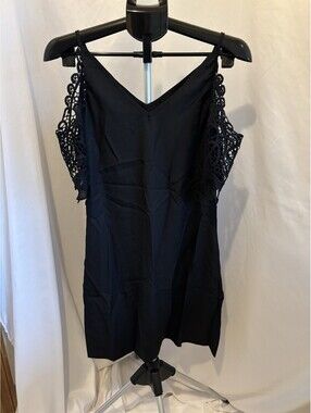 Black Lace- Trim Mini Dress
